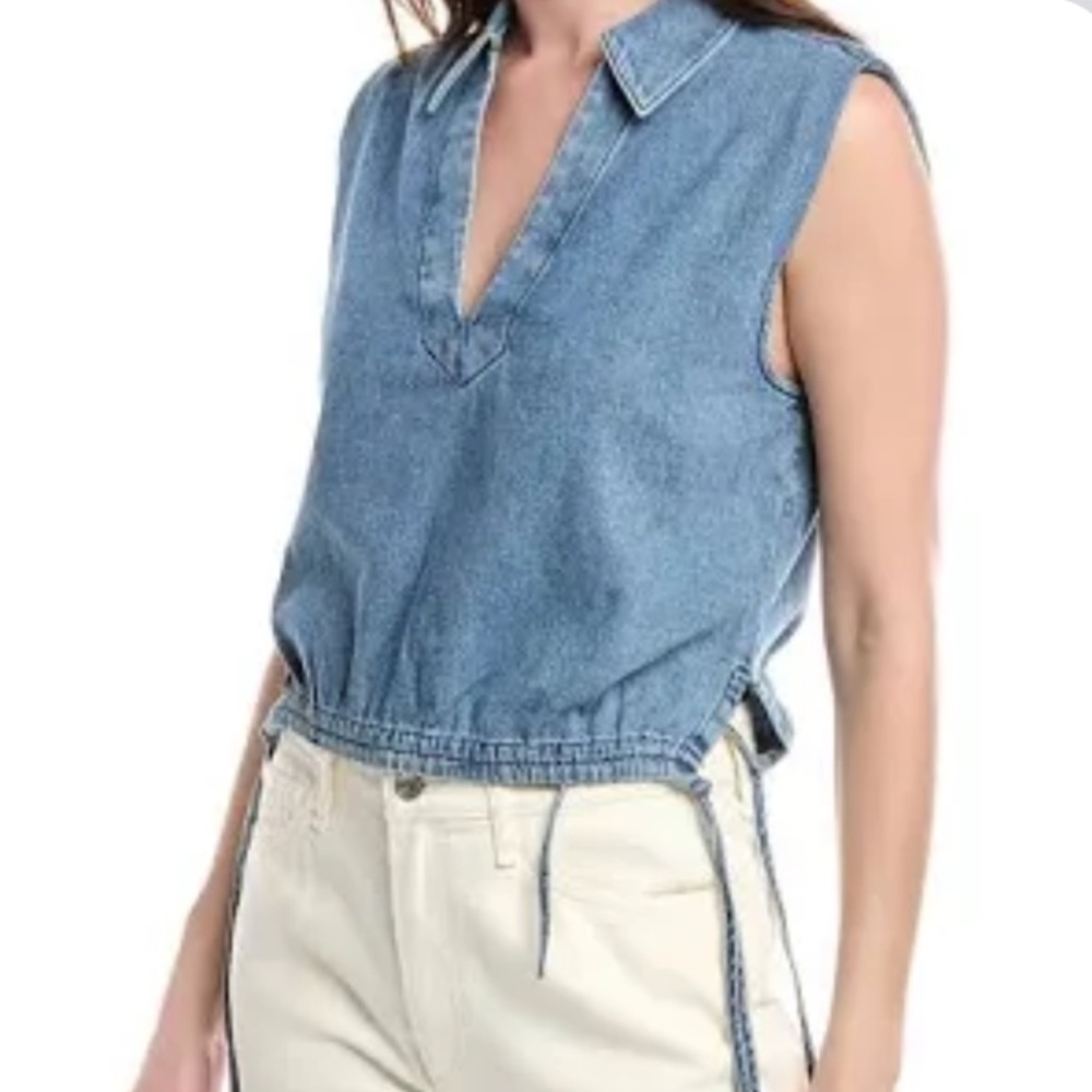 Denim popover top